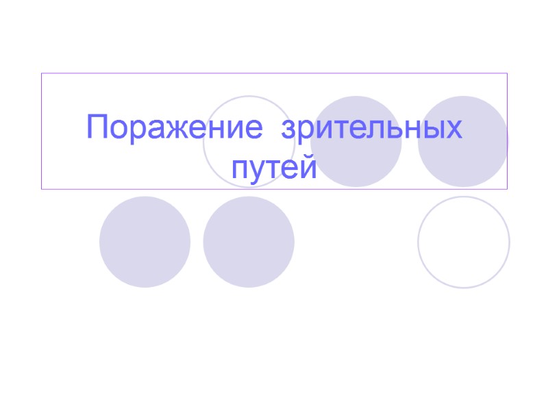 Поражение  зрительных путей